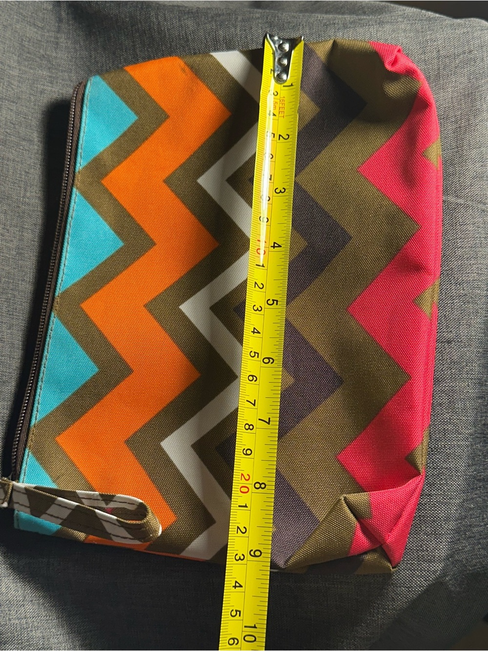 Chevron Pattern Zip Pouch - Bright Multicolor - Picture 2 of 4